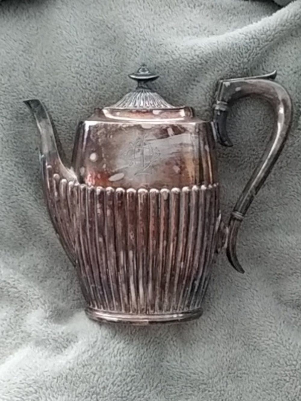 Silver Plated Teapot with Ornate Handle
